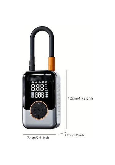 Primepickings Portable Wireless Inflator Taşınabilir Kablosuz Dijital Basınç Göstergeli Usb Şarjlı Araç Bisiklet Için Hava Kompresörü