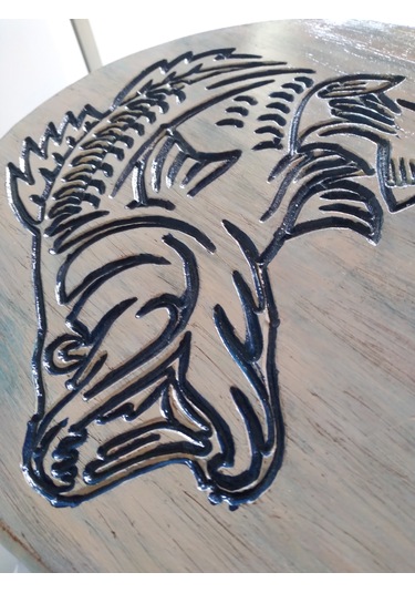 Sea Stool Deniz Temalı Tamamı El Yapımı Ahşap Tabure