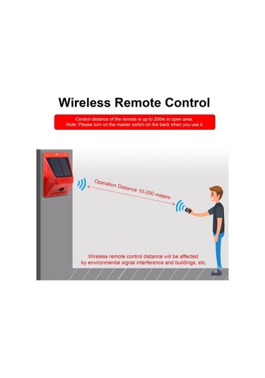 Tongxida Gece Güvenliği İçin Güneş Enerjili Hareketli Alarm Işığı N911c - 110db Sesli, 4 Modlu, 200m Kumandalı, Ip65 Su Geçirm