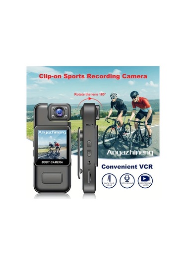 Xuweiwei Anyazhıneng Black Klipsli Spor Kamerası 1080p Fhd 180 Derece Döner Lens 1000mah Pil Döngü Kayıt