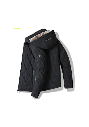 Xinxin Büyük Beden Kışlık Kadife Kalın Pamuklu Kaban-siyah Siyah