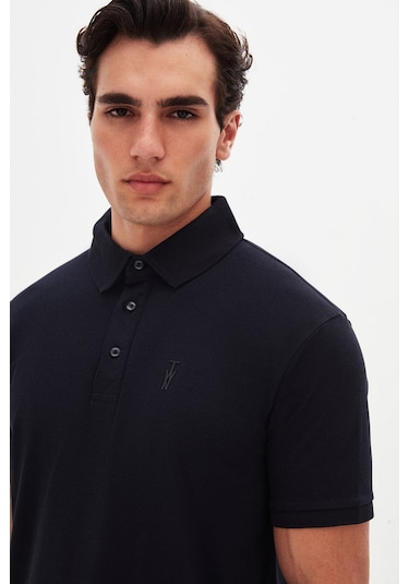 Twn Slim Fit Lacivert Pike Dokulu T-shirt 4ec146011784m Lacivert