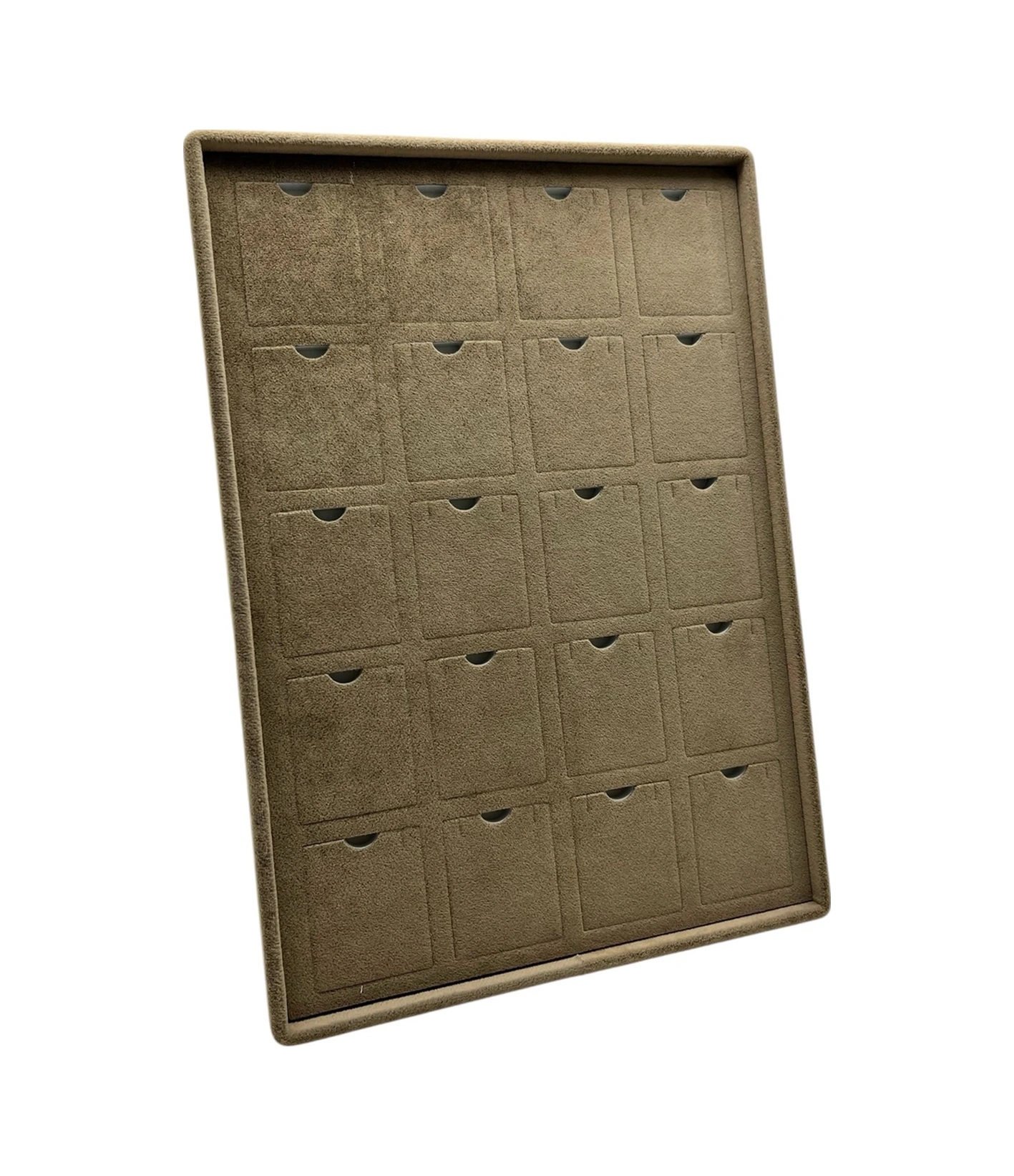 Dikine Süet Kumaş Kahve 34-24 Cm Ayaklı 20 Pedli Kolye Tabla Stand