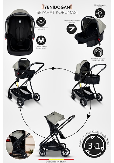 Baby Home 8 in 1 Yeni Doğan Full Takım Set 1010 Travel Sistem Bebek Arabası Ve Lorelli Anne Yanı Beşik Oyun Parkı Yatak Beşik