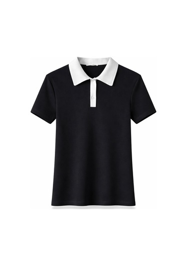 5in1Canpolat Siyah Polo Yaka Garnili Tişört 26286