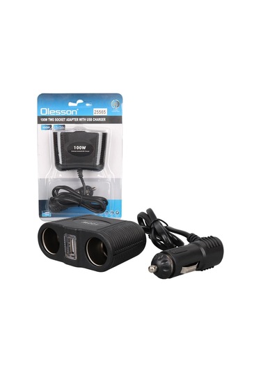 Olesson 1645 12-24v Tek Usb Girişli 100w 70cm Kablolu 2'li Araç Çakmak Çoklayıcı