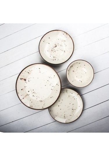 Tulü Porselen Reaktif 24 Parça Yemek Takımı