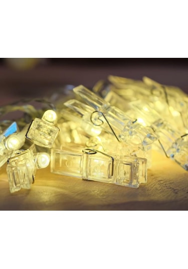 Aeron Mandallı Led Işık Zinciri - 20 Adet Led Işık