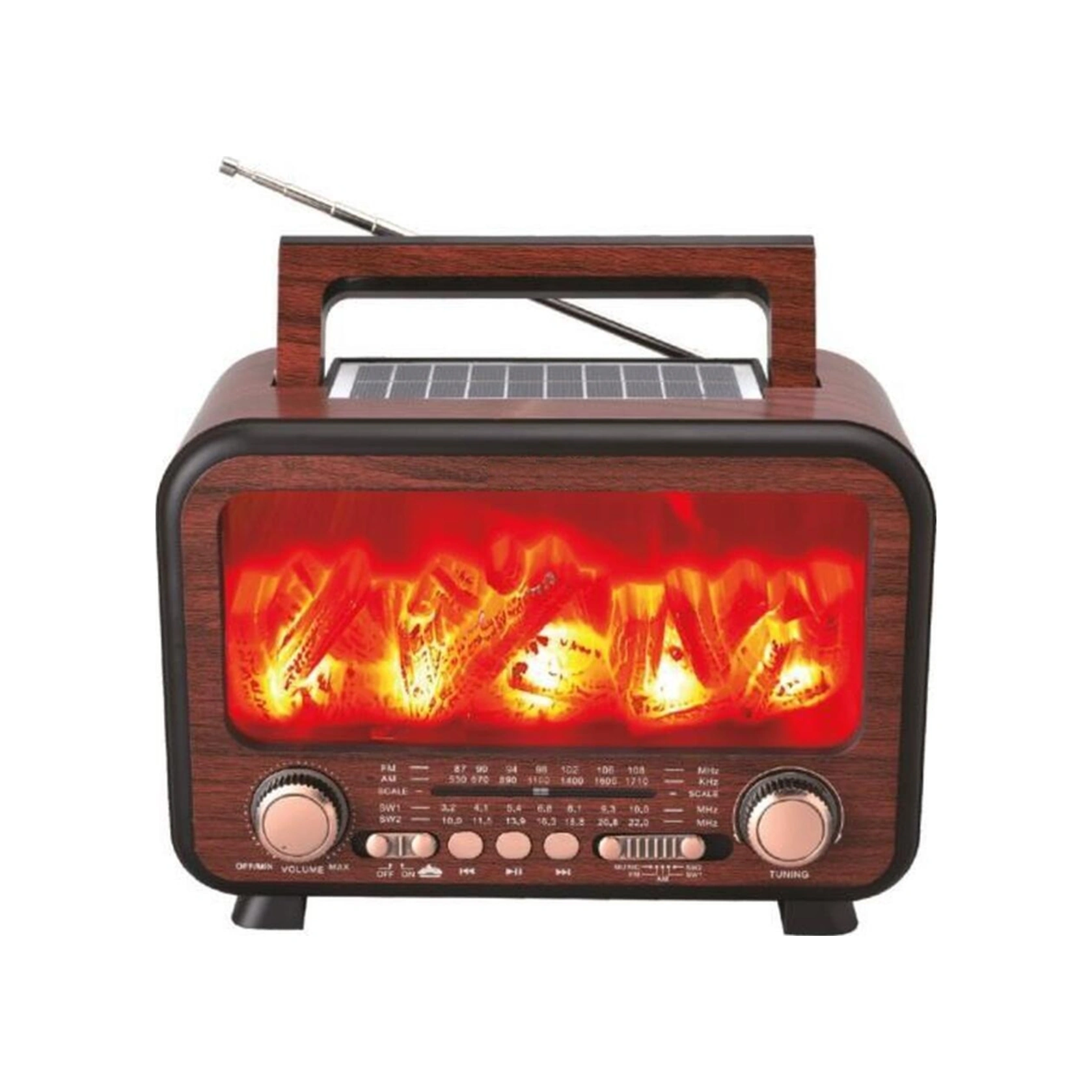 Nostalji Kablosuz Speaker Bluetooth Hoparlör Solar Panelli