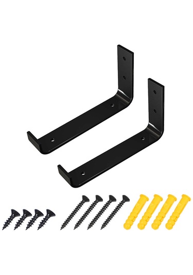 Homyl 2x Raf Aparatı Rustik Metal Vidalı Duvara Monte 25cm Siyah