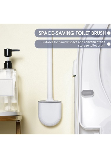 Vkemall Duvar Takılı Tuvalet Fırçası, Tpr Yumuşak Uç, Tam Temizlik, Su Geçirmez, Kolay Kurulum, Banyo Organizer Yeşil