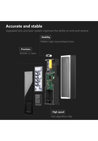 Pazly Sw-b40 El Tipi Şarj Edilebilir Lazer Ölçüm Cihazı - Dijital Uzunluk/alan/hacim Ölçer