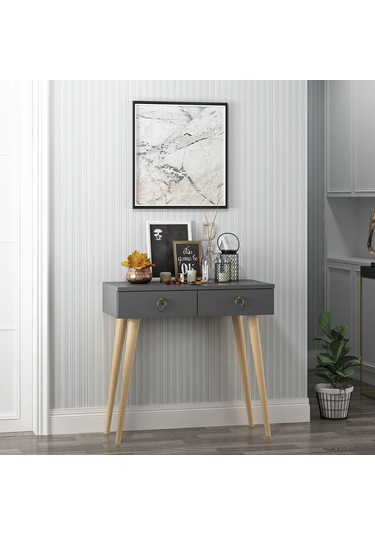 Dekorosso Arden Ahşap Ayaklı Modern Dekoratif Dresuar Antrasit 72 Antrasit