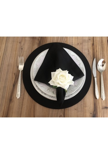 Siyah Kumaş Peçete 6 Adet 40x40cm Çok Renkli