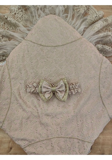 Gold Lüks Bebek Battaniyesi Dantelli Bebek Kundağı Hastane Çıkışı Hediyelik Mevsimlik Somon