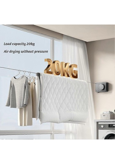 Ganzhoushop Çamaşır Kurutma Görünmez Tel Çamaşır İpi Balkonlar İçin Güçlü Yük Taşıma Kapasiteli Çamaşır İpisiyah Çok Renkli