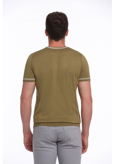 Hatemoğlu Yeşil Slim Fit Basic Bisiklet Yaka Triko Tişört-Yeşil