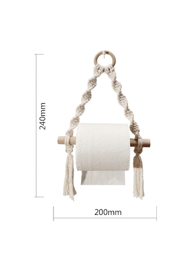 Xiyyadms El Dokuma Halatlı Ahşap Torba: Tuvalet Kağıdı, Havlu, Mutfak Rulosu Ve Dekoratif Eşyalar İçin Duvar Takımı - Delme Yok, Dayanıklı Ve Çok Amaçlı Diğer