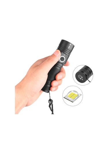 Led Xhp50 Karartma Yüksek Parlaklık El Feneri 800-1000lm Siyah