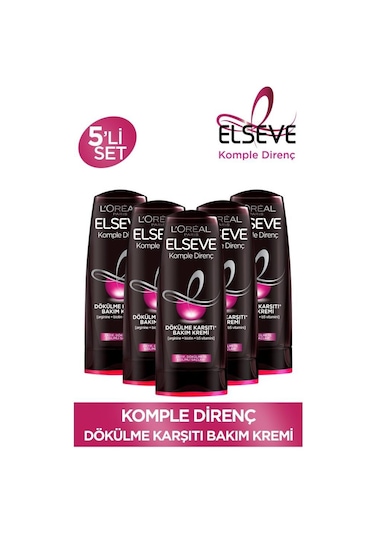Elseve Komple Direnç Dökülme Karşıtı Saç Bakım Kremi 5 x 390 ML