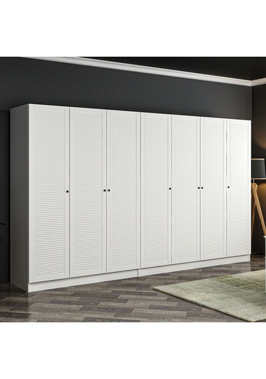 Minar Kale 7 Mebran Panjur Kapaklı 4 Çekmeceli Dolap Beyaz/beyaz 190cm