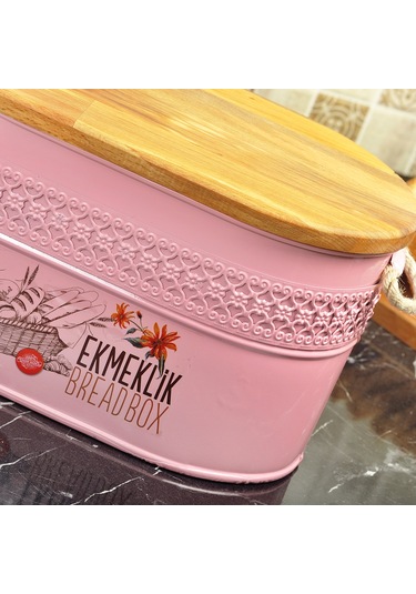 Ferforje Ahşap Kapaklı Kesme Tahtalı Ekmeklik Beyaz