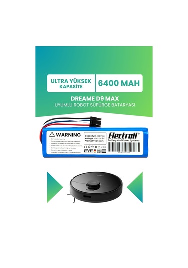 Dreame D9 Max Yüksek Kapasite 6400mah Batarya