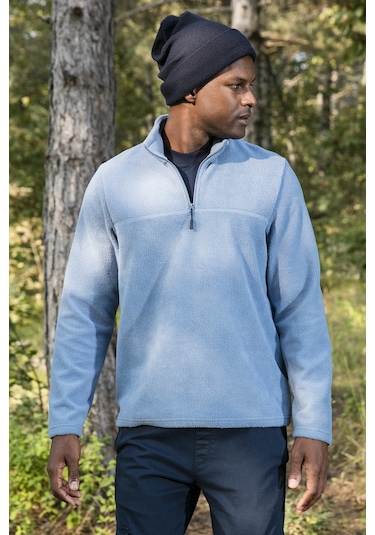 Buratti Slim Fit Yarım Fermuarlı Yumuşak Dokulu Şardonlu Kışlık Erkek Polar 59060011 Koyu Mavi