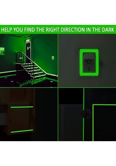 Honeybeeshop Mavi Karanlıkta Parlayan Bant Merdiven Duvarlar Çıkış İşareti Floresan Yapışkan Okul Kitap