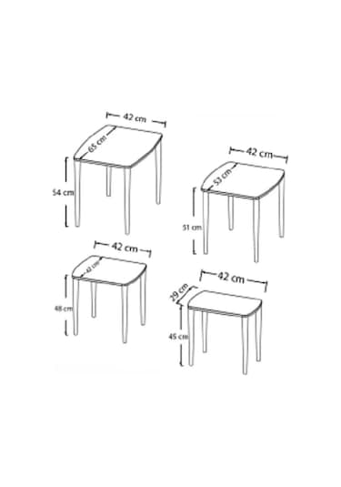Terra Beyaz 1. Sınıf Yüksek Kaliteli 4 Lü Zigon Sehpa Takımı Beyaz Tabla Beyaz Ayak