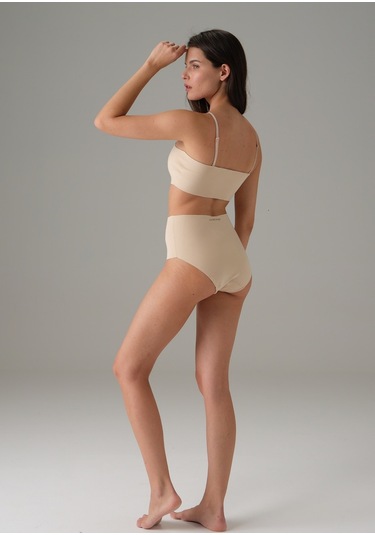 Doreanse Kadın Dikişsiz Yüksek Bel Marka Baskılı Slip 7003-beyaz Beyaz