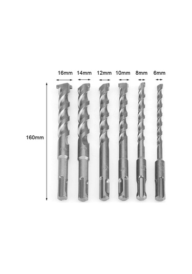 6 Parça Matkap Ucu, Elektrikli Çekiç Beton Matkap Ucu Seti, Krom