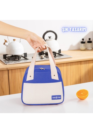 Piknik Çantası Sıcak Soğuk Isı Tutucu Yemek Taşıma, Beslenme Ve, Günlük İş Yeri Ve Seyahat Yemek Çantası Mavi