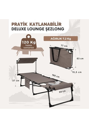 Kingcamp Magnolia B10 Plus Hands-free Premium 7 Kademeli Katlanır Şezlong Beige Bej