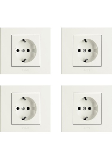 Ovivo Grano Beyaz Topraklı Priz Çerçeveli 4  Adet