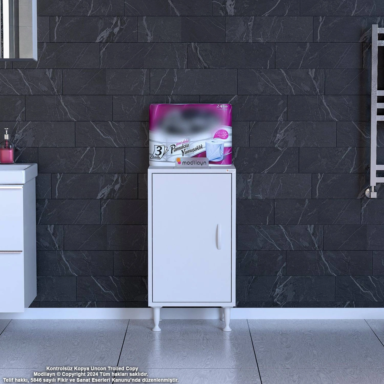 Efil Dolap Dar Alanlar İçin Çok Amaçlı Dolap 1 Kapaklı 4 Göz Raf Dolap 35x75x32,5 Cm Beyaz