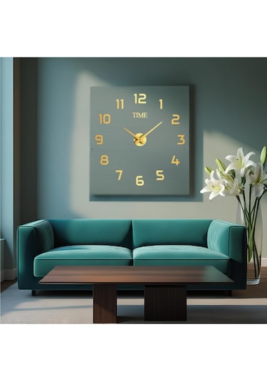 Numa Concept Duvar Saati Büyük 3D Türkçe Rakamlı Gold Altın