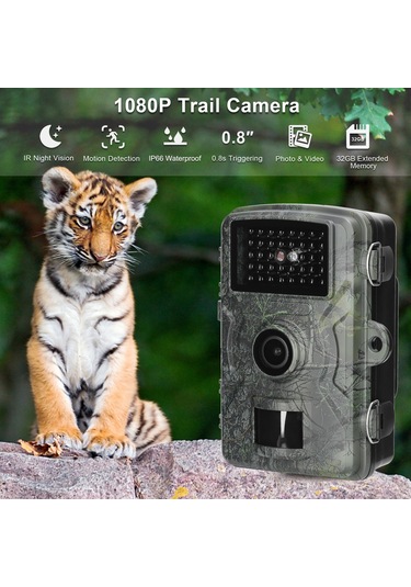 Hallow-16mp 1080p Gündüz Gece Fotoğraf Videosu Kamerası Kamuflaj