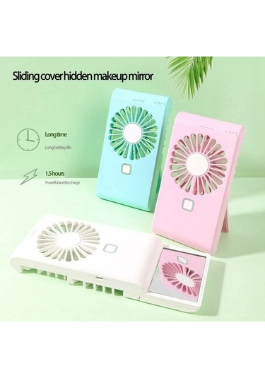 Mini Taşınabilir Soğutma Boyun Fanı, Küçük Usb Düşük Gürültü El Kişisel Masa Fanı, Açık Hava Için Makyaj Aynası Standı, Mavi 6527 Renkli