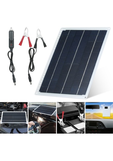 Konesam 20w Çok Kristalli Taşınabilir Güneş Paneli - 12v, Ip65 Su Geçirmez, Çift Usb, Type-c Ve Dc Girişli, Araç Şarj Özellikli