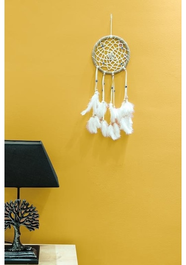 Nazar Boncuklu Düş Kapanı Hand Made Dreamcatcher Kuş Tüyü Duvar S