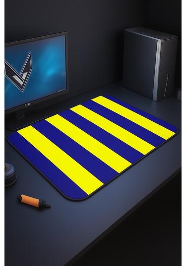 Sarı Lacivert Mouse Pad Kaydırmaz Dikişli Mousepad