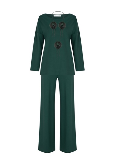 Kadın Bol Paçalı Ikili Takım Frn6101 Yeşil