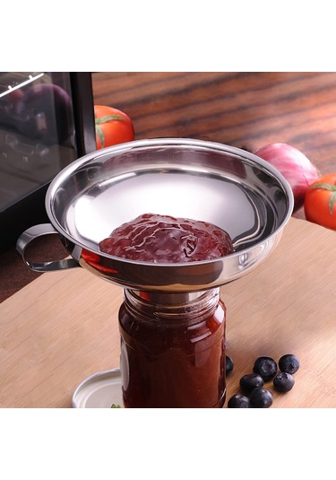 Springsun 3'lü Çelik Filtreli Funnel Seti - Standart Ve Geniş Açık Mason Kavanozları İçin Büyük Ve Küçük Boylar Gümüş