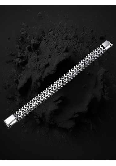 Çelik Bileklik Çift Taraflı Kullanılabilen Titanyum Model 0.8 Mm 21 Cm Unisex Gümüş Silver Gümüş