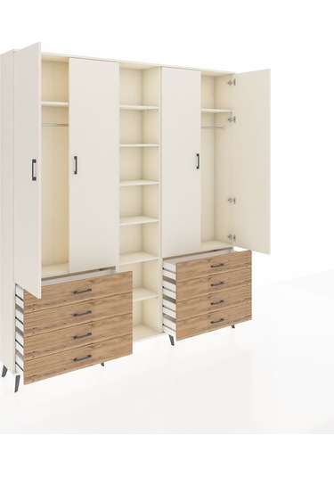 Arges Dolap 10 Raflı 8 Çekmeceli 2 Askılı 220x30x243 Aytaşı-aytaşı/çam Aytası/atlas Çam