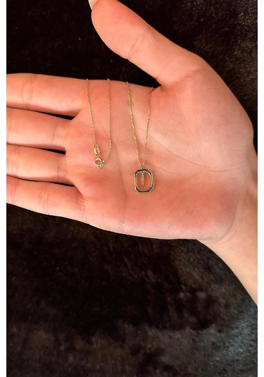 14 Ayar Altın Taşlı I Harfli Kolye 001