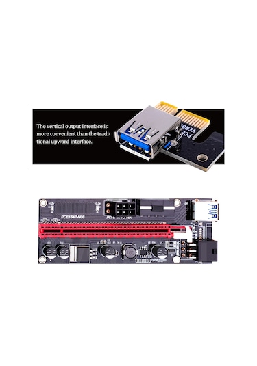 Konesam Gpu Madenciliği İçin Pcı-e 1x'den 16x'e Çevirici Kart, 600mm Usb 3.0 Kablolu Mavi Riser Seti 009s