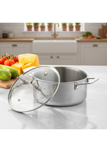 Emsan Pro Tri Ply Derin Tencere Çelik 20 Cm Gümüş