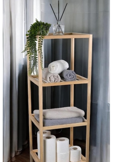 Digithome Ahşap Masif 5 Raflı Çok Amaçlı Banyo Düzenleyici Mobilya Hlt-002 Ahşap